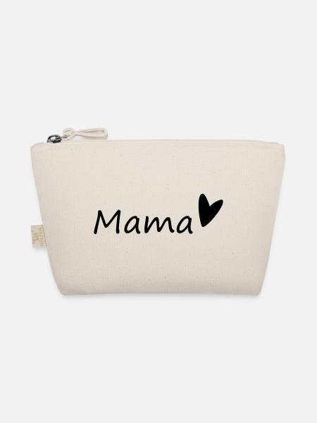 Mama-Schriftzug mit Herz - Bio-Täschchen - Natur