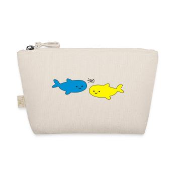 Fröhliche Fische Blau Gelb - Bio-Täschchen - Natur - Vorne