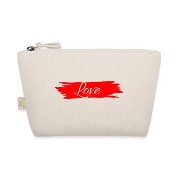 Love with red paint stripe # - Organic Pouch - nature - Front