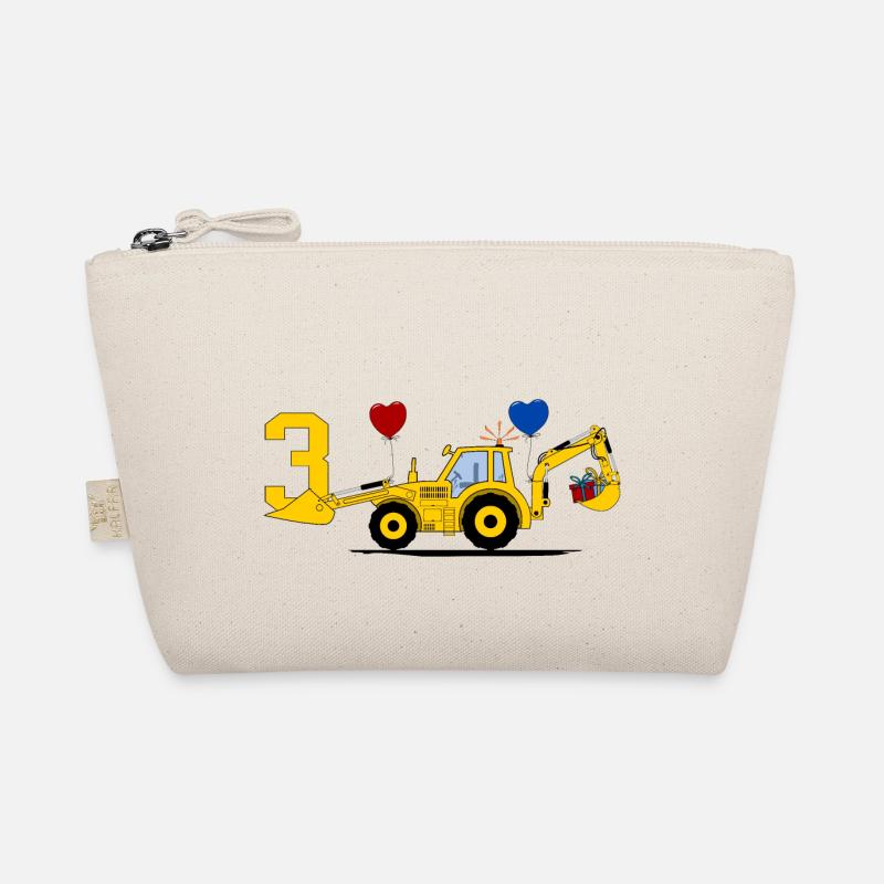 3rd Birthday Excavator Tractor Organic Pouch