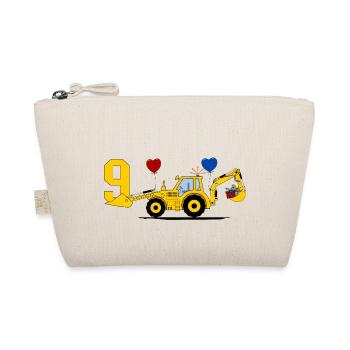 9th Birthday Excavator Tractor - Organic Pouch - nature - Front