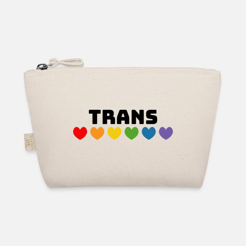 Rainbow heart trans black Organic Pouch