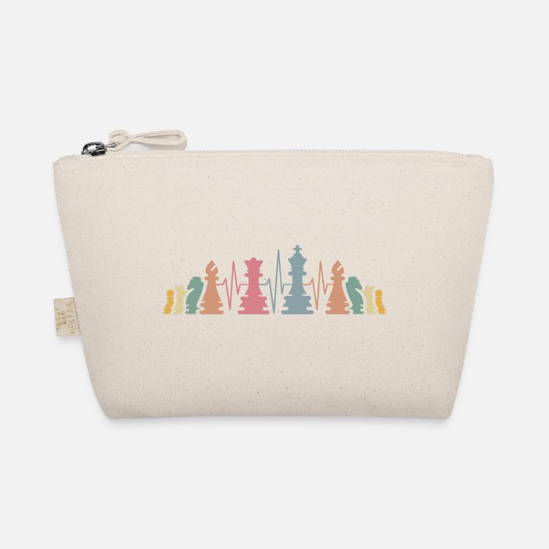 Chess pieces heartbeat retro chess team icon Organic Pouch
