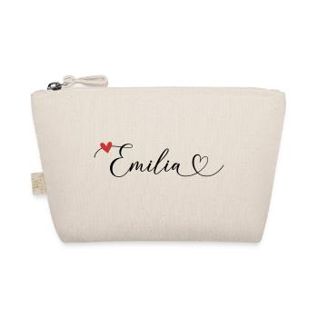 Emilia Nom Prénom Calligraphie Coeur - Trousse biologique - nature - Devant