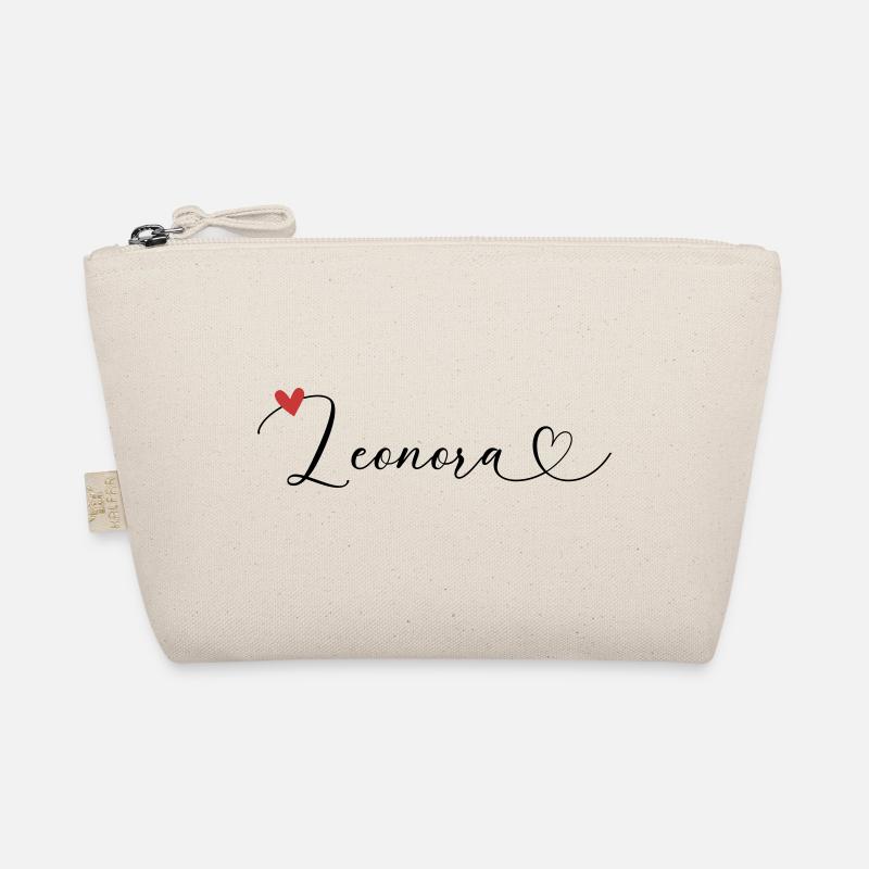 Leonora Last name First name Calligraphy heart Organic Pouch