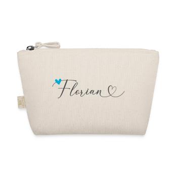 Florian Last name First name Calligraphy heart - Organic Pouch - nature - Front