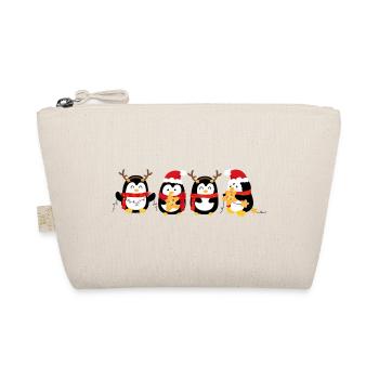 Lustige Pinguin-Weihnachten. Weihnachts-Pinguin - Bio-Täschchen - Natur - Vorne