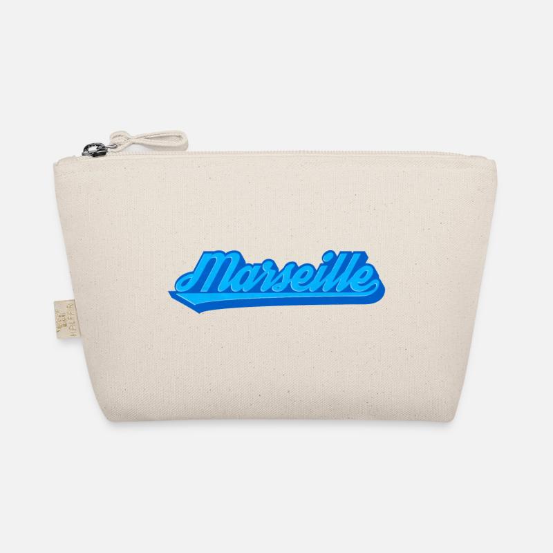 Marseille Retro Blau Schrift Bio-Täschchen