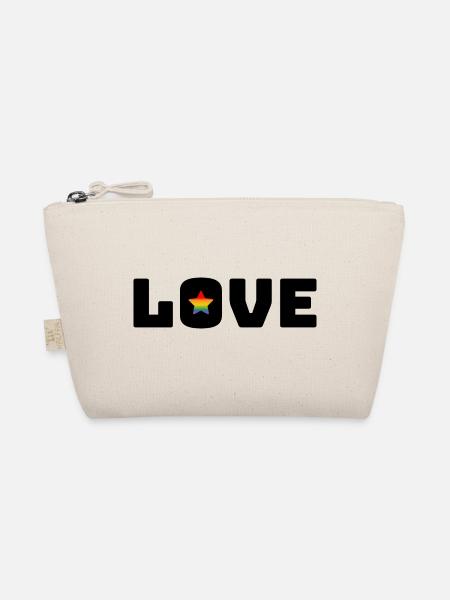 Love Star Rainbow black - Organic Pouch - nature - Front
