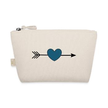 blaues Herz mit Pfeil Valentinstag Geschenk - Bio-Täschchen - Natur - Vorne