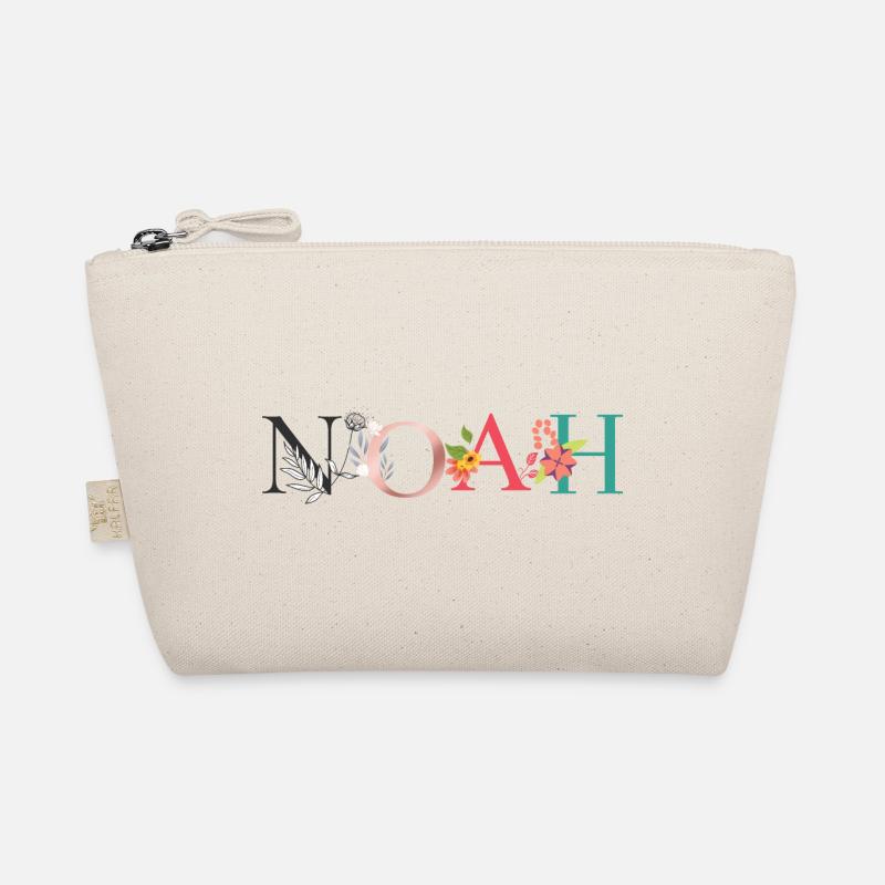 Art du nom NOAH avec des fleurs brodées Trousse biologique