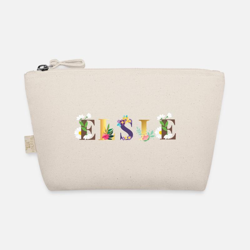 Art du nom ELSIE avec fleurs brodées Trousse biologique