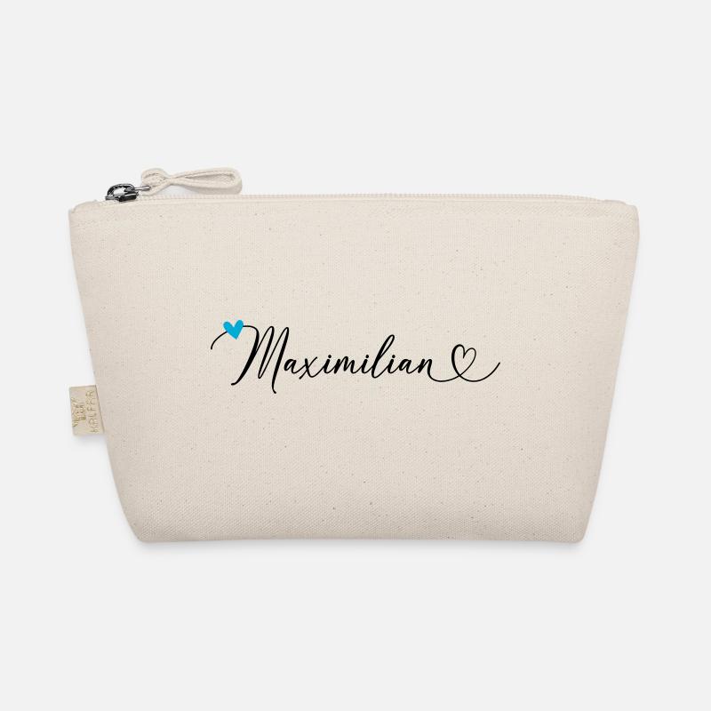 Maximilian Last name First name Calligraphy heart Organic Pouch