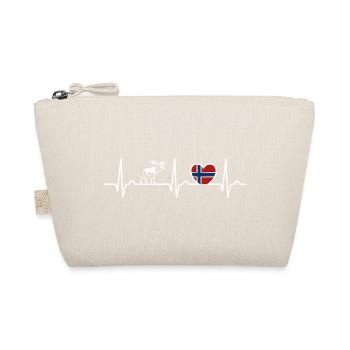 Heart Curve Norway ECG, Pulse, Moose, Gift - Organic Pouch - nature - Front