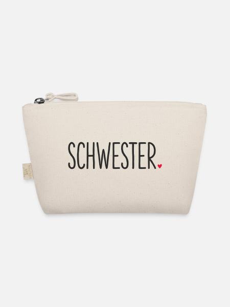 Schwester ❤️ – Liebevolles Textdesign - Bio-Täschchen - Natur