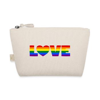 Pride Regenbogen Love Herz LGBT LGBTQ CSD Geschenk - Bio-Täschchen - Natur - Vorne
