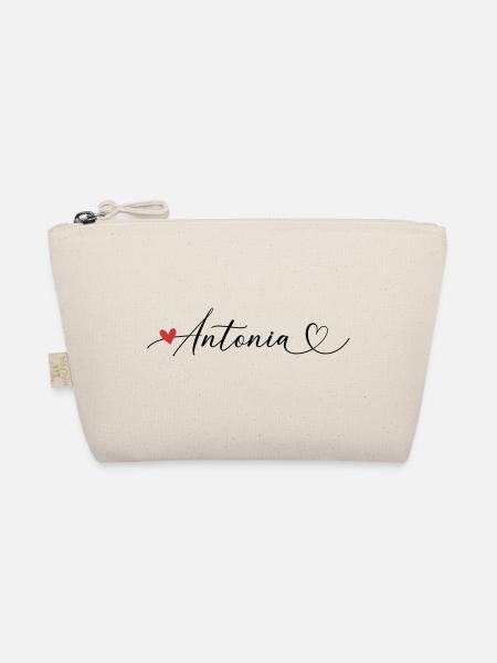 Antonia surname First name Calligraphy heart - Organic Pouch - nature