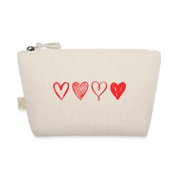 Sketched Red Hearts – Minimalist Design - Organic Pouch - nature - Front