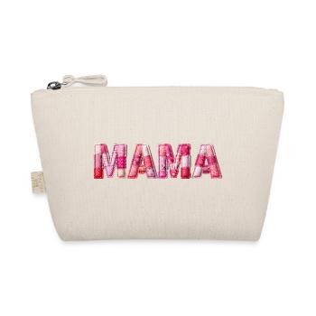 Mom Handmade Patchwork Font - Organic Pouch - nature - Front