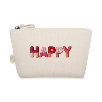Happy Stoff Optik Typografie Trend - Bio-Täschchen - Natur - Vorne