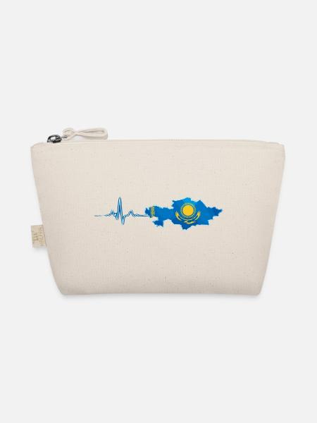 Kasachstan Flagge EKG Herzschlag T-Shirt - Bio-Täschchen - Natur