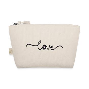 Love Schriftzug mit Pfote – Edles Hunde Design - Bio-Täschchen - Natur - Vorne