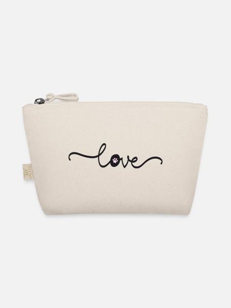 Love Schriftzug mit Pfote – Edles Hunde Design - Bio-Täschchen - Natur