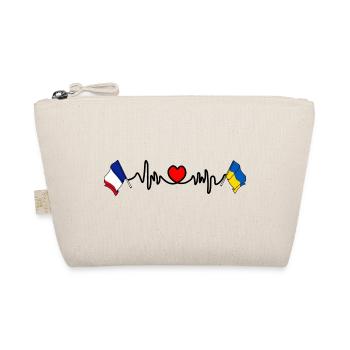 Cardio-Herz mit Flagge Frankreich und Flagge Ukraine - Bio-Täschchen - Natur - Vorne