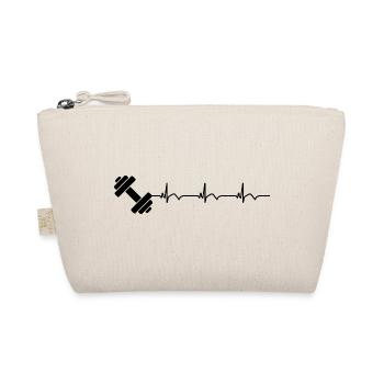 Dumbbell Gym Fitness Bodybuilding ECG Heartbeat - Organic Pouch - nature - Front