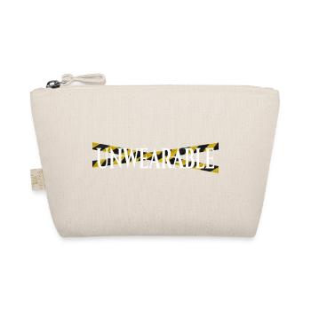 Unwearable – Statement Design with Warning Tape - Organic Pouch - nature - Front