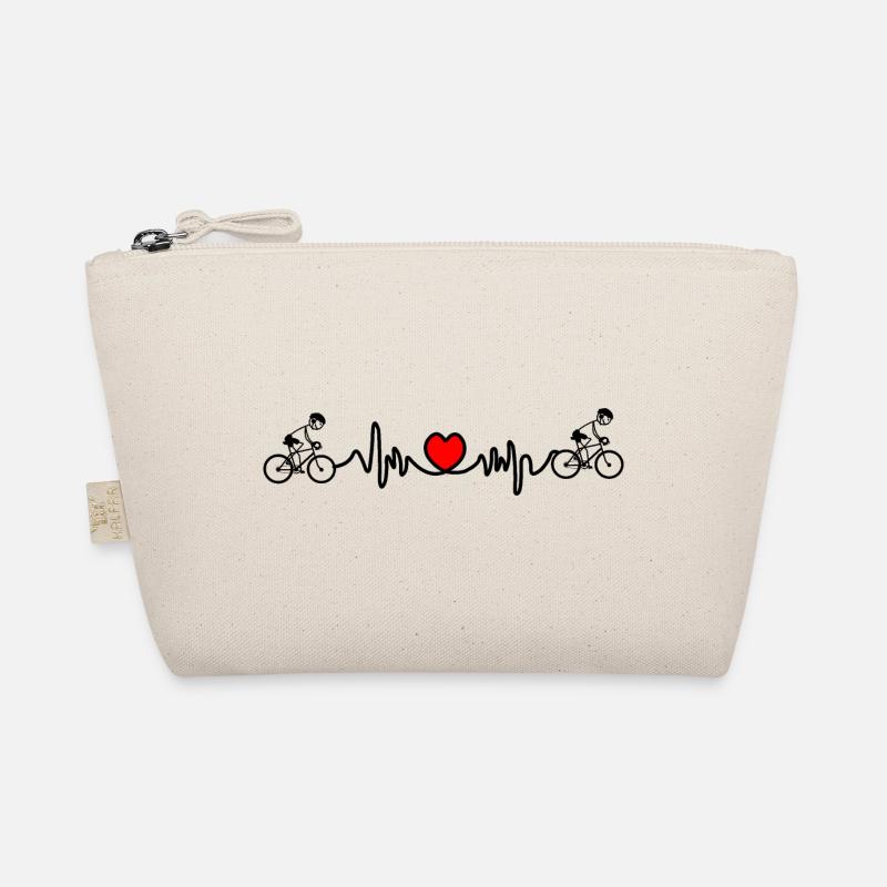 Cyclist with heart cardiogram Organic Pouch