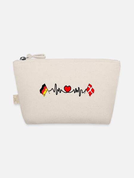 Cardio heart with Flag Germany flag Denmark - Organic Pouch - nature - Front