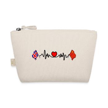 Cardio-Herz mit England-Flagge und China-Flagge - Bio-Täschchen - Natur - Vorne