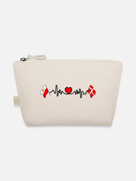 Cardio heart Flag Poland, flag Denmark - Organic Pouch - nature - Front