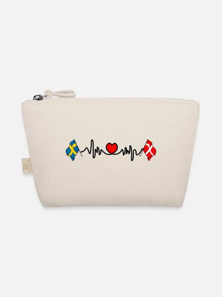 Cardio hartjet Flag Sweden, flag Denmark - Organic Pouch - nature - Front