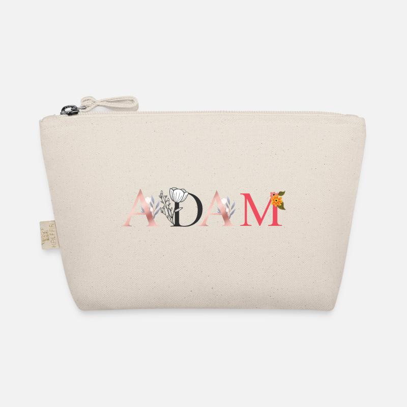 Art du nom ADAM avec des fleurs brodées Trousse biologique