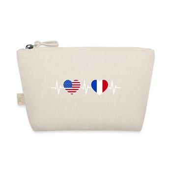 France USA Heartbeat Love Friendship - Organic Pouch - nature - Front