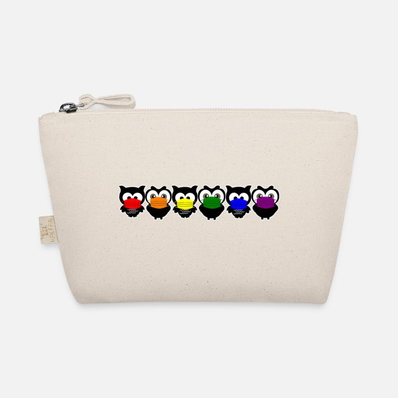 Eulen Regenbogen Mundschutz Corona - Bio-Täschchen - Natur