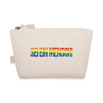 Sei ein Mensch! Pride Flag - Bio-Täschchen - Natur - Vorne