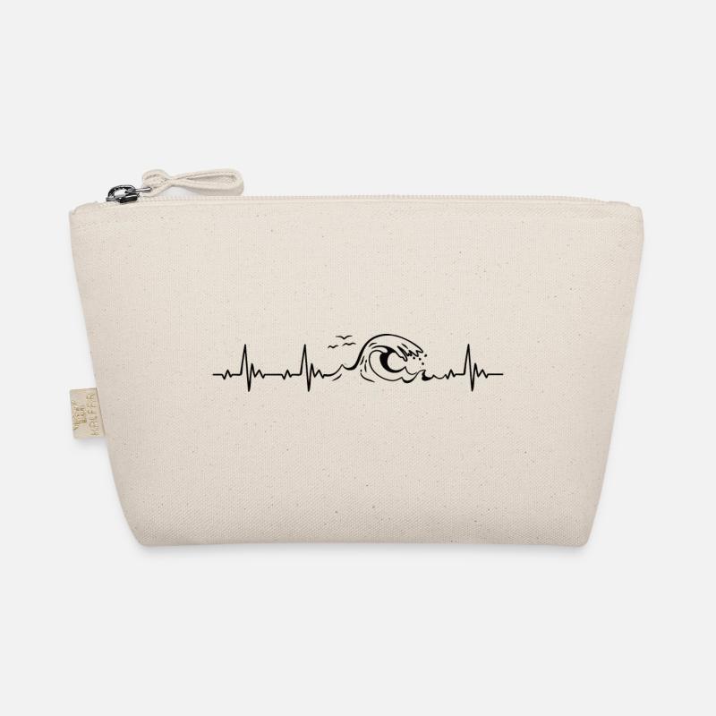 Ostsee Nordsee Welle Heartbeat Frequenz Puls EKG - Bio-Täschchen - Natur