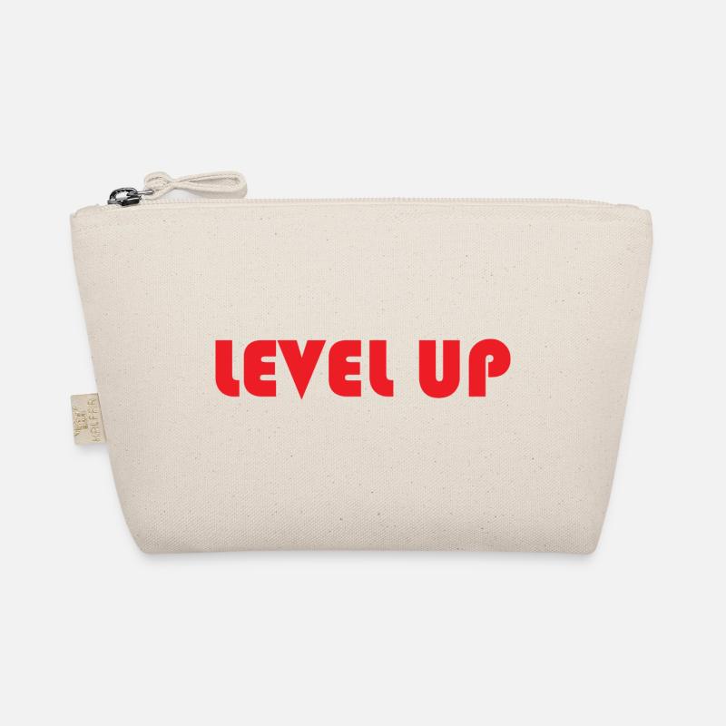 LEVEL UP-Red Text Organic Pouch