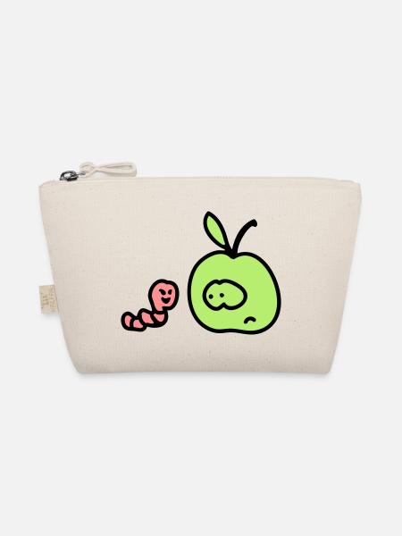 Apfel + Wurm 3 - Bio-Täschchen - Natur - Vorne