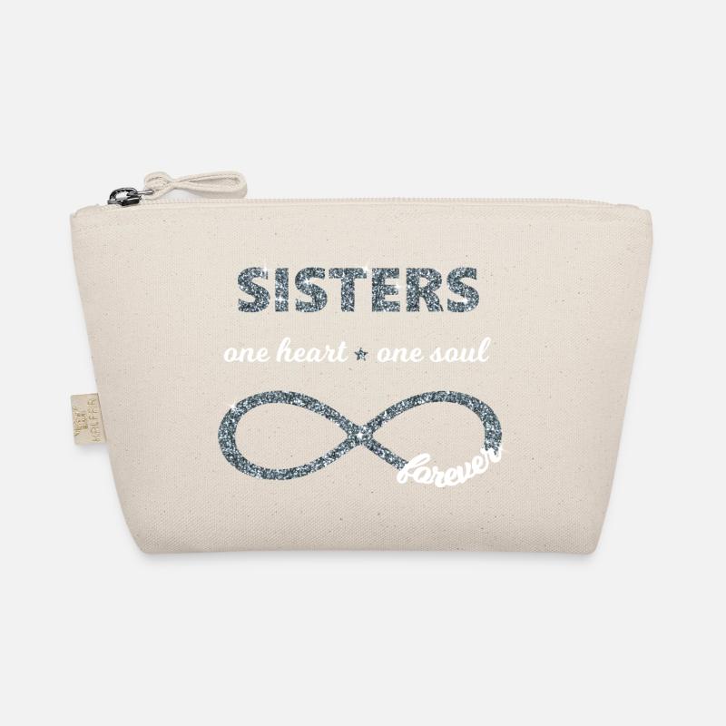 Sisters one heart one soul, Infinity Glitzer 8 BFF - Bio-Täschchen - Natur