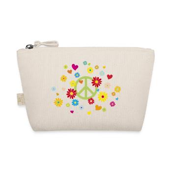 Peacezeichen Blumen Herz flower power Valentinstag - Bio-Täschchen - Natur - Vorne