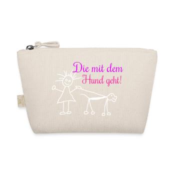 Die mit dem Hund geht ! - Bio-Täschchen - Natur - Vorne