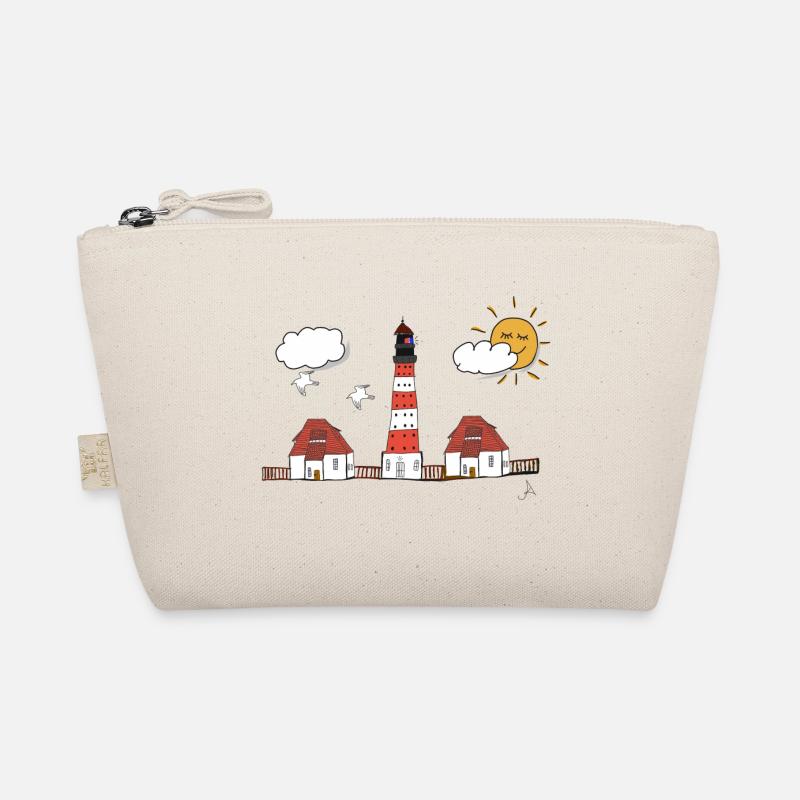 Westerhever Leuchtturm Zeichnung - Bio-Täschchen - Natur