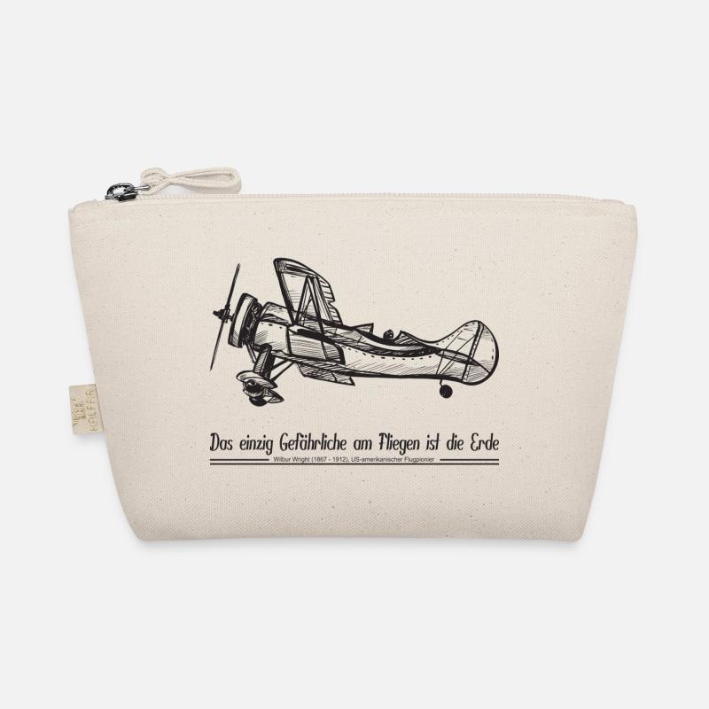 Flugzeug Propeller Old Timer Pilot-Spruch, schwarz Bio-Täschchen