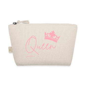 Queen Schriftzug mit Krone – Pink Power - Bio-Täschchen - Natur - Vorne
