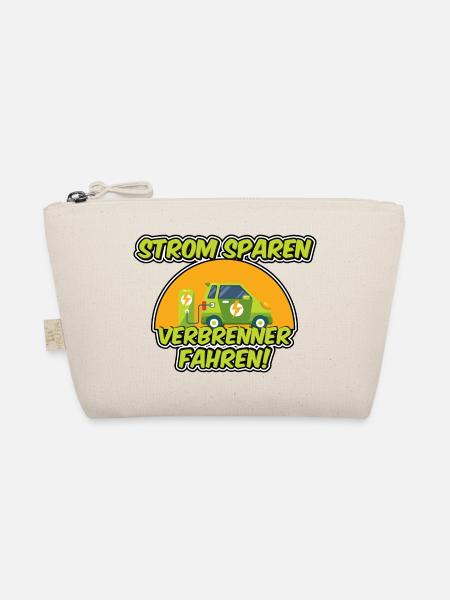 Strom sparen, Verbrenner fahren! - Bio-Täschchen - Natur - Vorne
