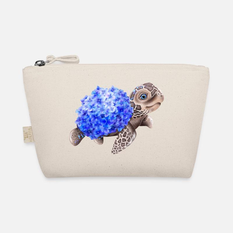 Schildkröte mit Hydrangea Hortensien - Bio-Täschchen - Natur